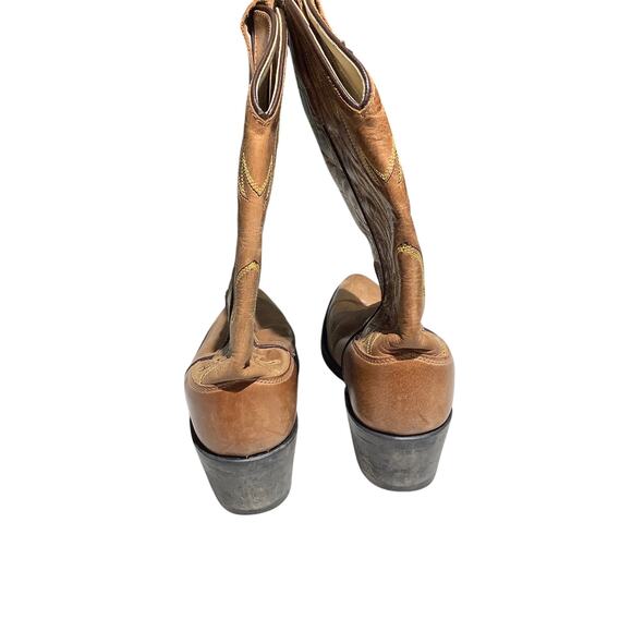 Old West Brown Leather Cowboy Boots Child Size 7.5 — Western, Rodeo, Classic - Picture 3 of 6